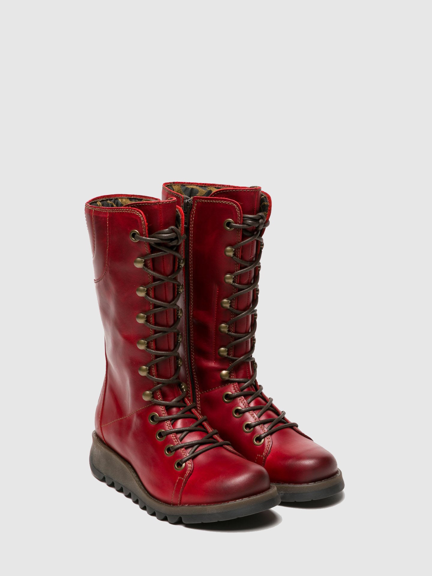 Fly London Red Lace-up Boots